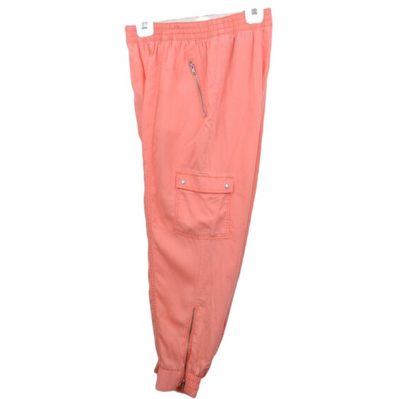 Lane Bryant Orange Peachy Cargo Joggers Plus Size 14/16 Summer Beach Zipper Acce - Picture 2 of 8